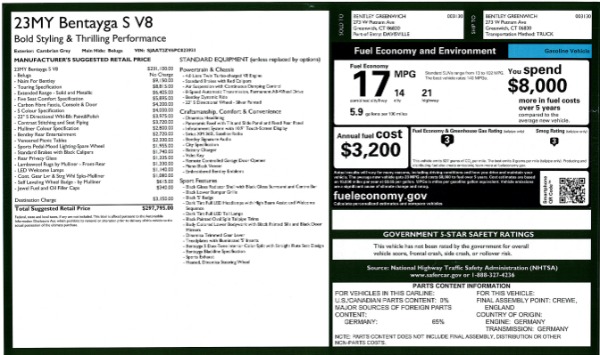 New 2023 Bentley Bentayga S V8 for sale $297,795 at Bentley Greenwich in Greenwich CT 06830 28