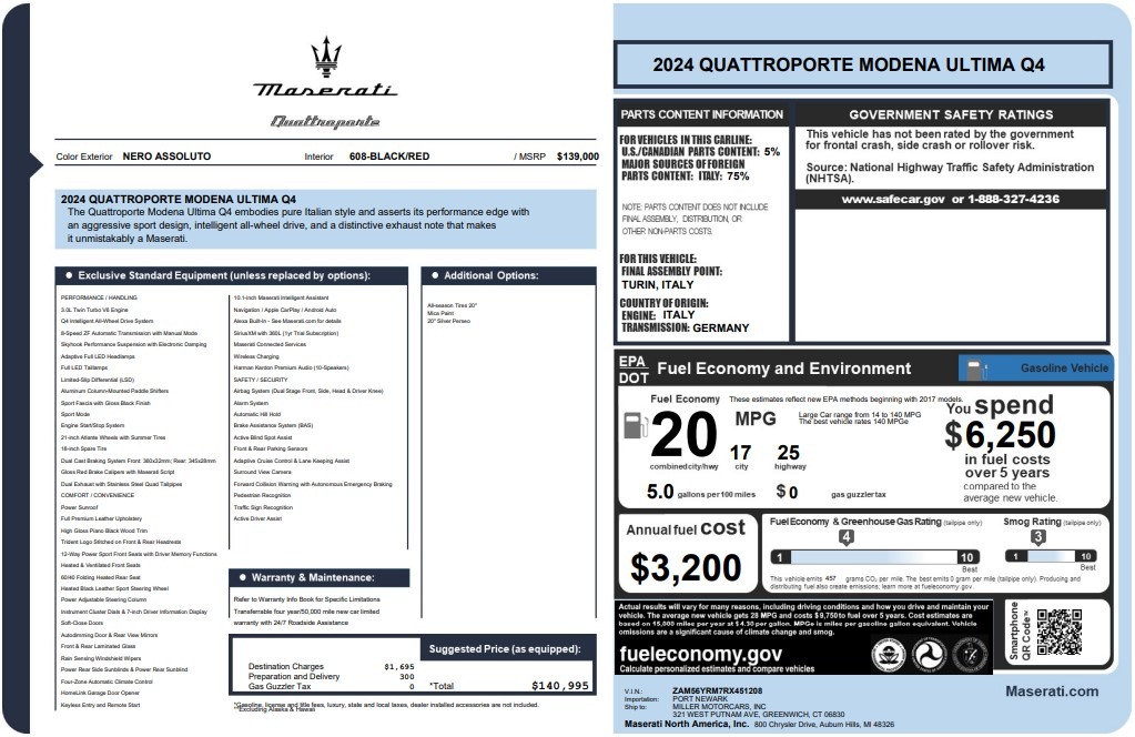 New 2024 Maserati Quattroporte Modena Ultima Q4 for sale Sold at Bentley Greenwich in Greenwich CT 06830 1