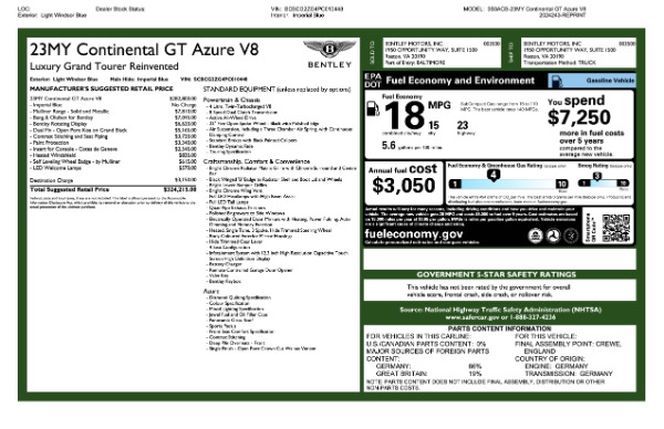Used 2023 Bentley Continental GT Azure V8 for sale Sold at Bentley Greenwich in Greenwich CT 06830 27