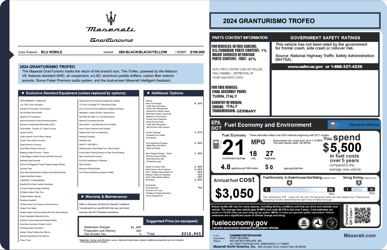New 2024 Maserati GranTurismo Trofeo for sale Sold at Bentley Greenwich in Greenwich CT 06830 1