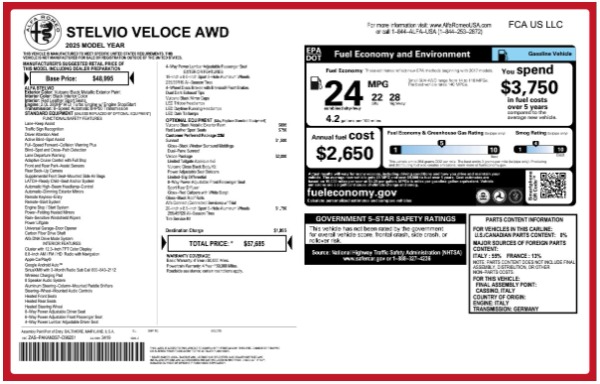 New 2025 Alfa Romeo Stelvio Veloce for sale $57,685 at Bentley Greenwich in Greenwich CT 06830 21
