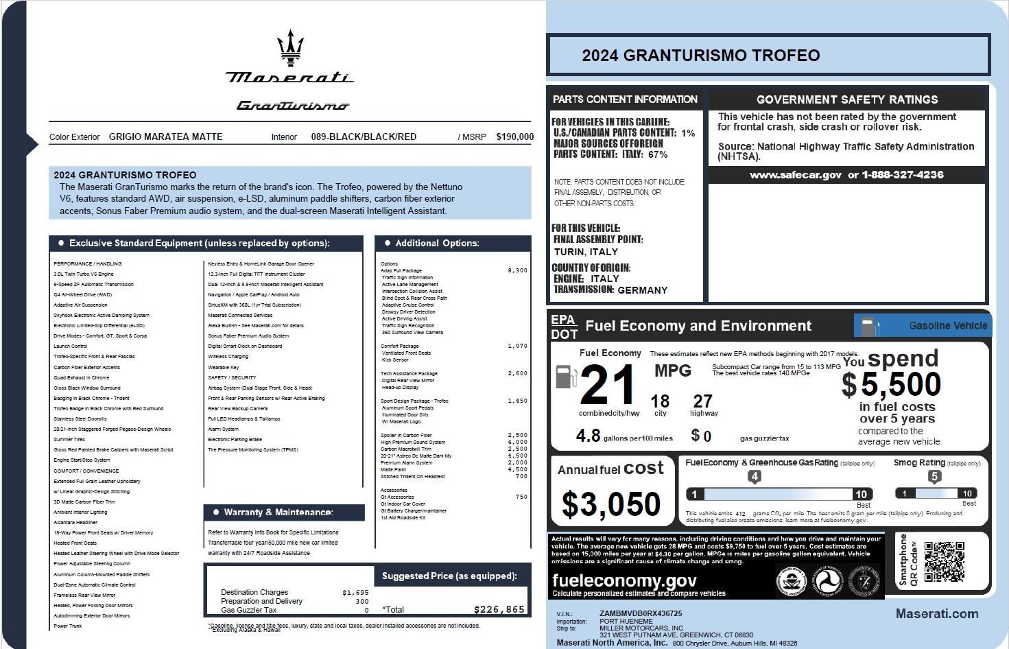 Used 2024 Maserati GranTurismo Trofeo for sale Call for price at Bentley Greenwich in Greenwich CT 06830 1