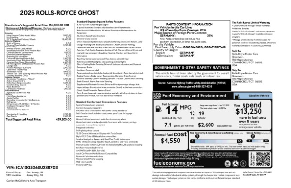 New 2025 Rolls-Royce Ghost for sale $439,200 at Bentley Greenwich in Greenwich CT 06830 28