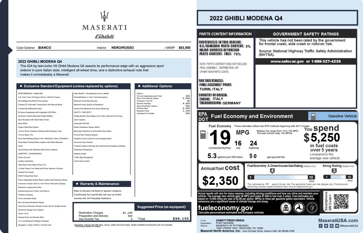 Used 2022 Maserati Ghibli Modena Q4 for sale Call for price at Bentley Greenwich in Greenwich CT 06830 1