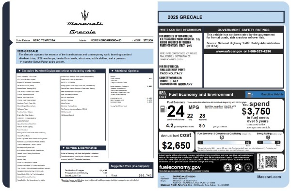 New 2025 Maserati Grecale for sale $71,739 at Bentley Greenwich in Greenwich CT 06830 25