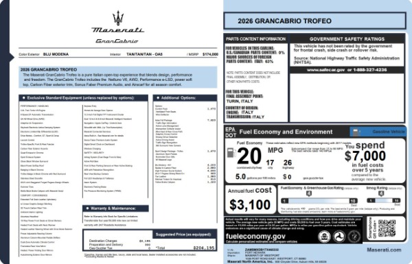 New 2026 Maserati GranCabrio Trofeo for sale $204,195 at Bentley Greenwich in Greenwich CT 06830 25