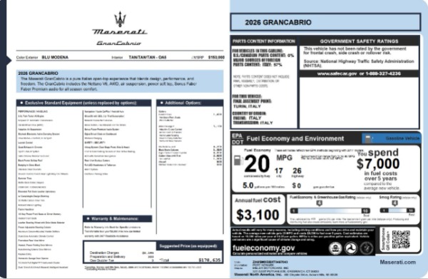 New 2026 Maserati GranCabrio Modena for sale $178,635 at Bentley Greenwich in Greenwich CT 06830 26