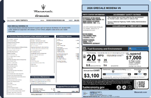 New 2026 Maserati Grecale Modena V6 for sale $93,459 at Bentley Greenwich in Greenwich CT 06830 26