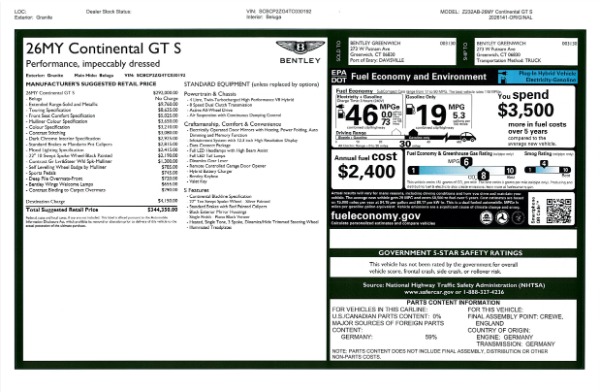 New 2026 Bentley Continental GT S for sale $344,350 at Bentley Greenwich in Greenwich CT 06830 26
