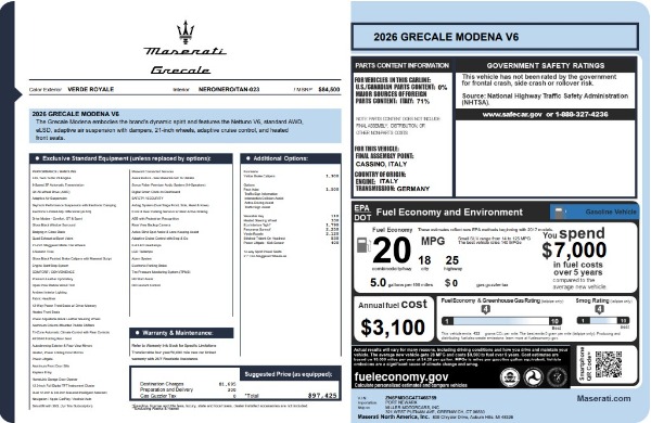 New 2026 Maserati Grecale Modena for sale $97,425 at Bentley Greenwich in Greenwich CT 06830 25