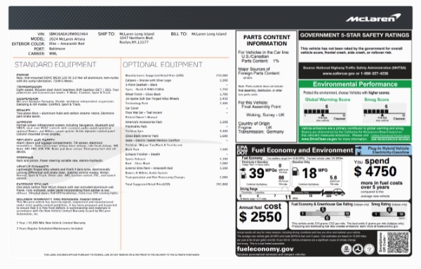 Used 2024 McLaren Artura TechLux for sale $182,900 at Bentley Greenwich in Greenwich CT 06830 6