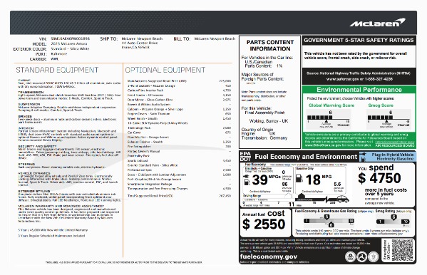 Used 2023 McLaren Artura Performance for sale $164,900 at Bentley Greenwich in Greenwich CT 06830 6