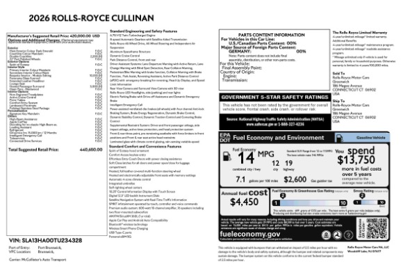 Used 2026 Rolls-Royce Cullinan for sale $425,900 at Bentley Greenwich in Greenwich CT 06830 9