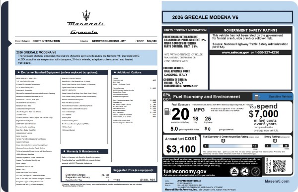 New 2026 Maserati Grecale Modena V6 for sale $100,905 at Bentley Greenwich in Greenwich CT 06830 25