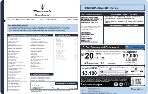 New 2026 Maserati GranCabrio Trofeo for sale $200,785 at Bentley Greenwich in Greenwich CT 06830 23