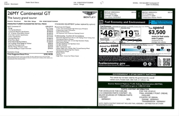 New 2026 Bentley Continental GT for sale $328,160 at Bentley Greenwich in Greenwich CT 06830 26