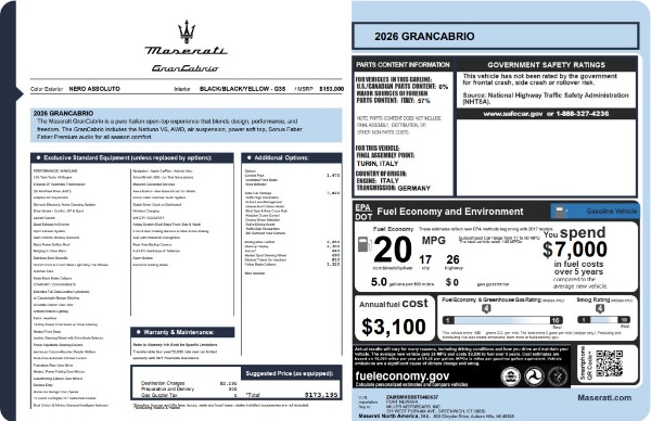 New 2026 Maserati GranCabrio for sale $173,195 at Bentley Greenwich in Greenwich CT 06830 23