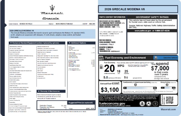 New 2026 Maserati Grecale Modena V6 for sale $96,825 at Bentley Greenwich in Greenwich CT 06830 23