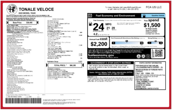New 2025 Alfa Romeo Tonale Intensa | Greenwich, CT