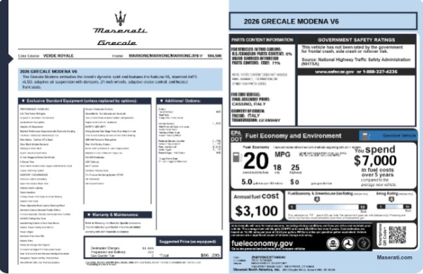 New 2026 Maserati Grecale Modena V6 for sale $96,295 at Bentley Greenwich in Greenwich CT 06830 25