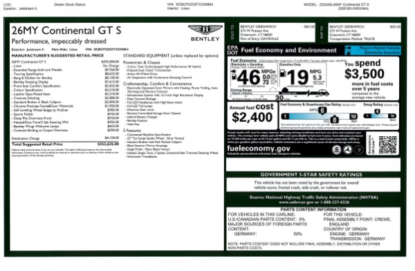 New 2026 Bentley Continental GT for sale $352,635 at Bentley Greenwich in Greenwich CT 06830 24