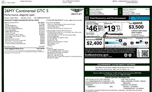 New 2026 Bentley Continental GTC S for sale $363,390 at Bentley Greenwich in Greenwich CT 06830 10