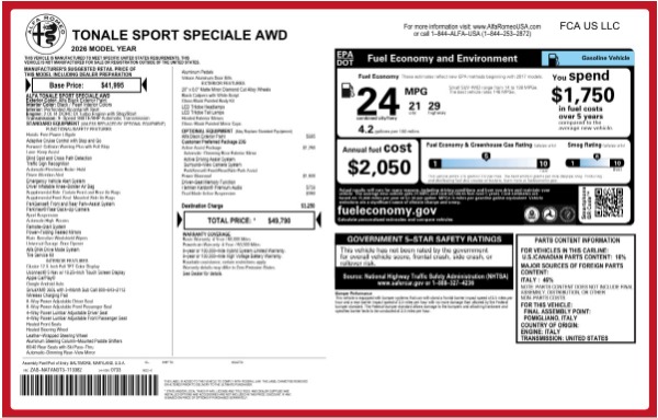 New 2026 Alfa Romeo Tonale Sport Speciale for sale $49,790 at Bentley Greenwich in Greenwich CT 06830 25