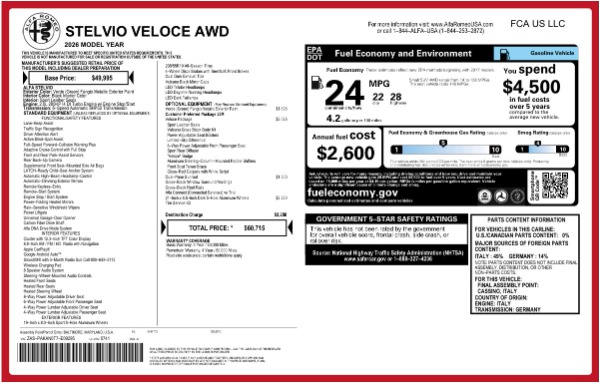 New 2026 Alfa Romeo Stelvio Veloce for sale $60,715 at Bentley Greenwich in Greenwich CT 06830 25